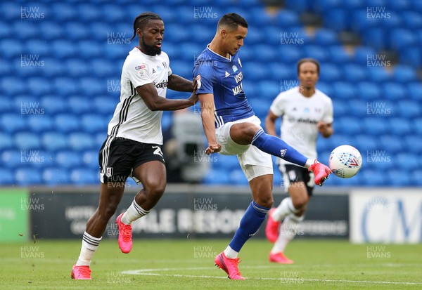 270720 - Cardiff City v Fulham - SkyBet Championship Play off - First leg - Robert Glatzel of Cardiff City is challenged by Joshua Onomah of Fulham