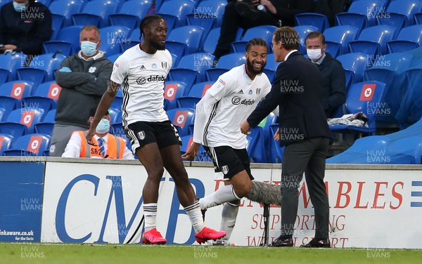 270720 - Cardiff City v Fulham - SkyBet Championship Play off - First leg - Joshua Onomah of Fulham celebrates scoring a goal with Manager Scott Parker