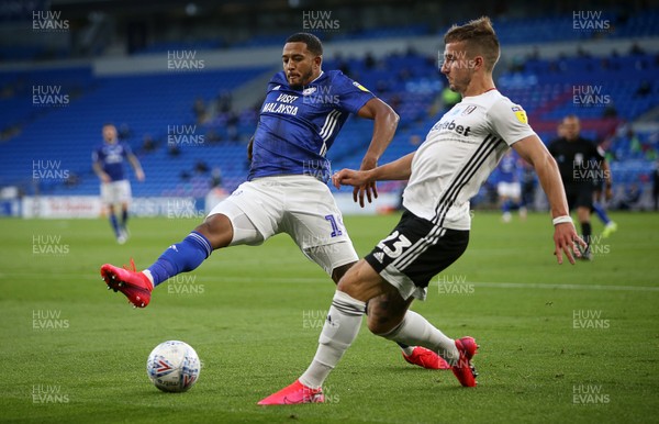 270720 - Cardiff City v Fulham - SkyBet Championship Play off - First leg - Joe Bryan of Fulham is challenged by Nathaniel Mendez-Laing of Cardiff City