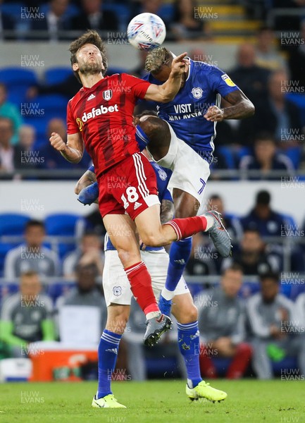 300819 - Cardiff City v Fulham, Sky Bet Championship - Harry Arter of Fulham is challenged by Leandro Bacuna of Cardiff City