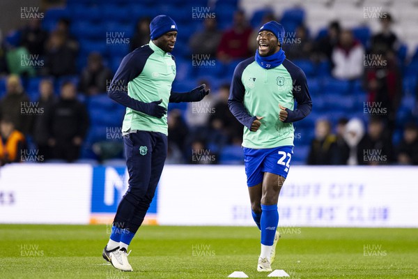 060324 - Cardiff City v Huddersfield Town - Sky Bet Championship - Yakou Meite of Cardiff City during the warm up