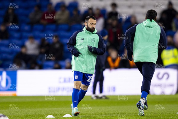 060324 - Cardiff City v Huddersfield Town - Sky Bet Championship - Manolis Siopis of Cardiff City during the warm up
