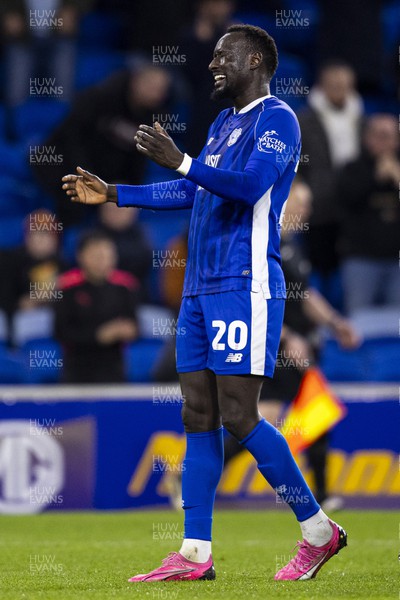 060324 - Cardiff City v Huddersfield Town - Sky Bet Championship - Famara Diedhiou of Cardiff City celebrates scoring his sides first goal