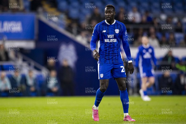 060324 - Cardiff City v Huddersfield Town - Sky Bet Championship - Famara Diedhiou of Cardiff City in action