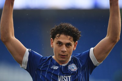 061225 - Cardiff City v Huddersfield Town - Sky Bet League 1 - Yousef Salech of Cardiff City celebrates the win at full time