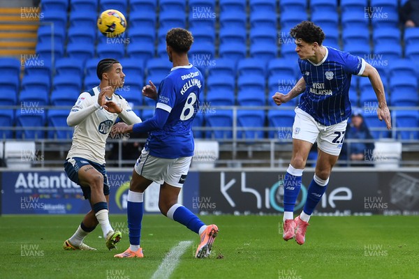 061225 - Cardiff City v Huddersfield Town - Sky Bet League 1 - Yousef Salech of Cardiff City heads home to score the first goal of the game