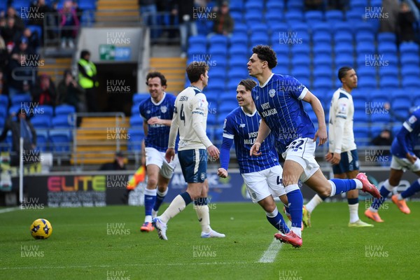 061225 - Cardiff City v Huddersfield Town - Sky Bet League 1 - Yousef Salech of Cardiff City heads home to score the first goal of the game
