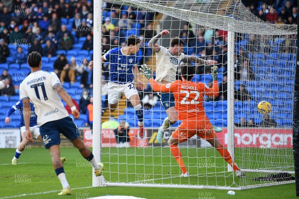 061225 - Cardiff City v Huddersfield Town - Sky Bet League 1 - Yousef Salech of Cardiff City heads home his second goal of the match