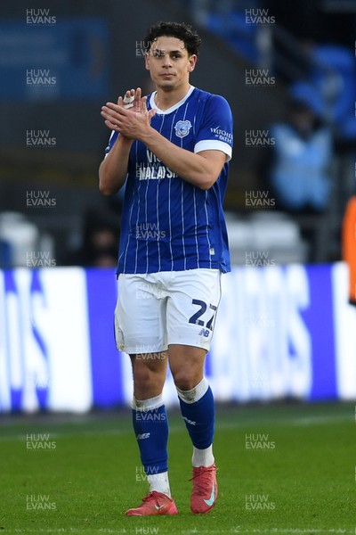 061225 - Cardiff City v Huddersfield Town - Sky Bet League 1 - Yousef Salech of Cardiff City celebrates the win at full time