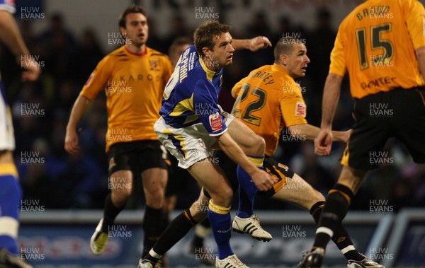 12.03.08 ..  Cardiff City v Hull City, Coca Cola Championship -  Cardiff's Stephen McPhail turns and fires home to score goal in the opening minutes of the match 