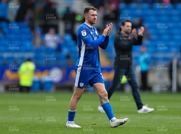060424 - Cardiff City v Hull City, EFL Sky Bet Championship - Aaron Ramsey of Cardiff City applauds the fans at the end of the match