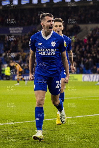 081122 - Cardiff City v Hull City - Sky Bet Championship - Gavin Whyte of Cardiff City celebrates scoring his side's second goal