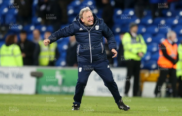 161217 - Cardiff City v Hull City - SkyBet Championship - Neil Warnock, Manager of Cardiff City celebrates with the fans at full time