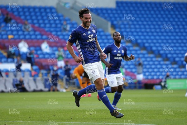 220720 - Cardiff City v Hull City - SkyBet Championship - Sean Morrison of Cardiff City celebrates scoring a their second goal