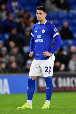 250225 - Cardiff City v Hull City - Sky Bet Championship - Yousef Salech of Cardiff City