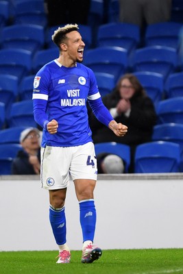 250225 - Cardiff City v Hull City - Sky Bet Championship - Callum Robinson of Cardiff City celebrates scoring a goal