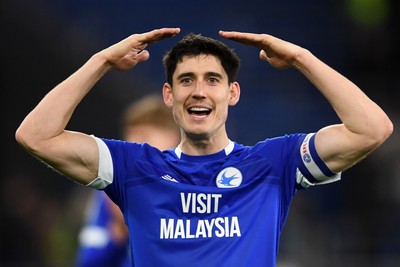 250225 - Cardiff City v Hull City - Sky Bet Championship - Callum O'dowda of Cardiff City celebrates the win at full time