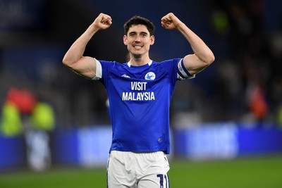 250225 - Cardiff City v Hull City - Sky Bet Championship - Callum O'dowda of Cardiff City celebrates the win at full time