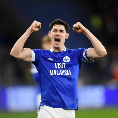 250225 - Cardiff City v Hull City - Sky Bet Championship - Callum O'dowda of Cardiff City celebrates the win at full time