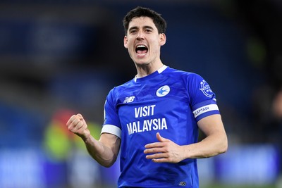 250225 - Cardiff City v Hull City - Sky Bet Championship - Callum O'dowda of Cardiff City celebrates the win at full time