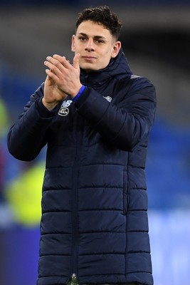 250225 - Cardiff City v Hull City - Sky Bet Championship - Yousef Salech of Cardiff City celebrates the win at full time