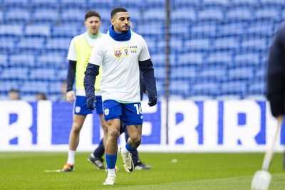 090324 - Cardiff City v Ipswich Town - Sky Bet Championship - Karlan Grant of Cardiff City during the warm up