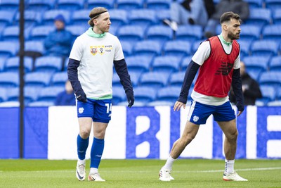 090324 - Cardiff City v Ipswich Town - Sky Bet Championship - Josh Bowler of Cardiff City during the warm up