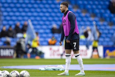 090324 - Cardiff City v Ipswich Town - Sky Bet Championship - Wes Burns of Ipswich Town during the warm up