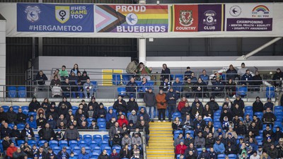 090324 - Cardiff City v Ipswich Town - Sky Bet Championship - Her Game Too banner at the Cardiff City Stadium