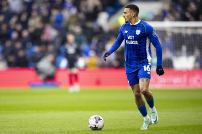 090324 - Cardiff City v Ipswich Town - Sky Bet Championship - Karlan Grant of Cardiff City in action