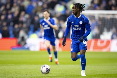 090324 - Cardiff City v Ipswich Town - Sky Bet Championship - Josh Wilson-Esbrand of Cardiff City in action