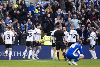 090324 - Cardiff City v Ipswich Town - Sky Bet Championship - Kieffer Moore of Ipswich Town celebrates scoring his sides first goal