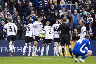 090324 - Cardiff City v Ipswich Town - Sky Bet Championship - Kieffer Moore of Ipswich Town celebrates scoring his sides first goal