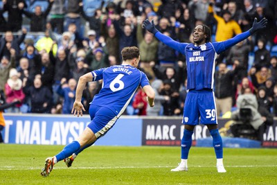 090324 - Cardiff City v Ipswich Town - Sky Bet Championship - Ryan Wintle of Cardiff City celebrates scoring his sides first goal