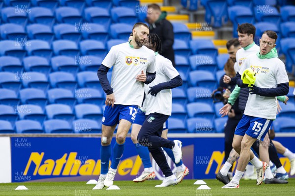 090324 - Cardiff City v Ipswich Town - Sky Bet Championship - Nathaniel Phillips of Cardiff City during the warm up