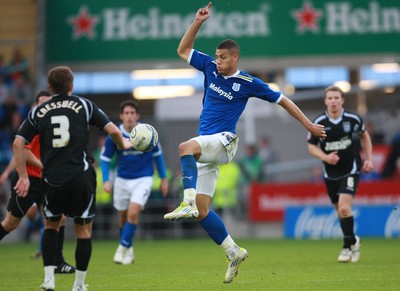 15.10.11 -  Cardiff City v Ipswich Town, npower Championship -  Cardiff's Rudy Gestede wins the ball ahead off Ipswich's Aaron Creswell  