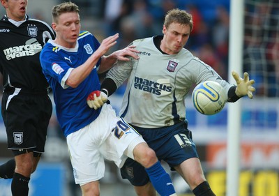 15.10.11 -  Cardiff City v Ipswich Town, npower Championship -  Ipswich's keeper David Stockdale beats Cardiff's Joe Mason to the ball 