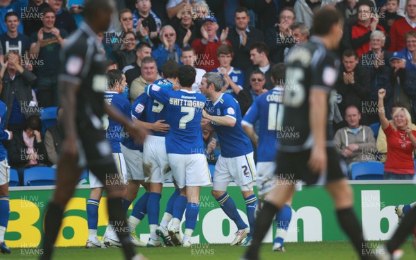 15.10.11 -  Cardiff City v Ipswich Town, npower Championship -  Cardiff's Rudy Gestede celebrates with team mates after scoring goal 