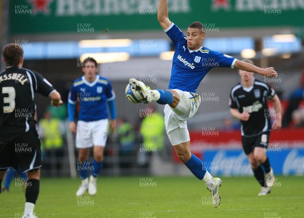 15.10.11 -  Cardiff City v Ipswich Town, npower Championship -  Cardiff's Rudy Gestede wins the ball ahead off Ipswich's Aaron Creswell  