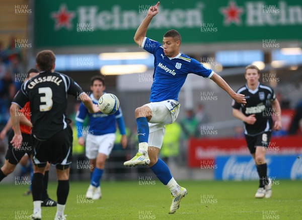 15.10.11 -  Cardiff City v Ipswich Town, npower Championship -  Cardiff's Rudy Gestede wins the ball ahead off Ipswich's Aaron Creswell  