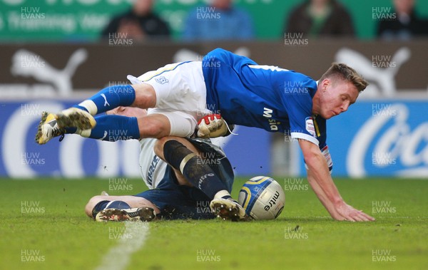 15.10.11 -  Cardiff City v Ipswich Town, npower Championship -  Cardiff's Joe Mason is brought down by Ipswich's keeper David Stockdale  