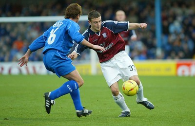 291103 - Cardiff City v Ipswich Town - Ipswich's Ian Westlakes takes on Gary Croft