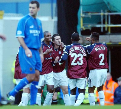 291103 - Cardiff City v Ipswich Town - Ipswich's Tommy Miller (centre) celebrates scoring penalty