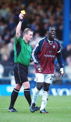 291103 - Cardiff City v Ipswich Town - Ipswich's Chris Bart-Williams is yellow carded by ref A Hall