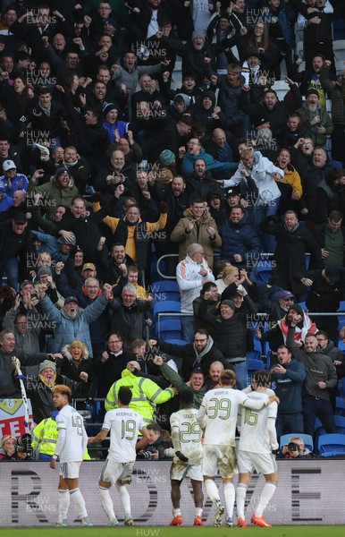 080123 - Cardiff City v Leeds United, Emirates FA Cup Third Round - Leeds celebrate in front of their fans after levelling the scores in added time