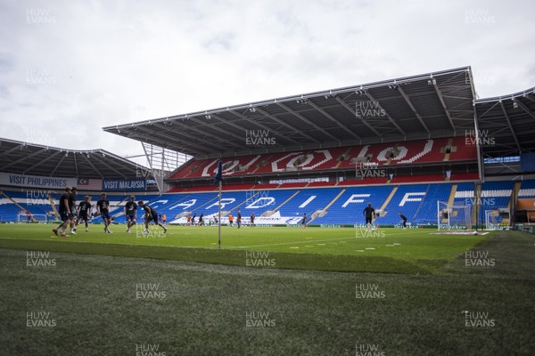 210620 - Cardiff City v Leeds United - SkyBet Championship - The empty stands at Cardiff before kick off