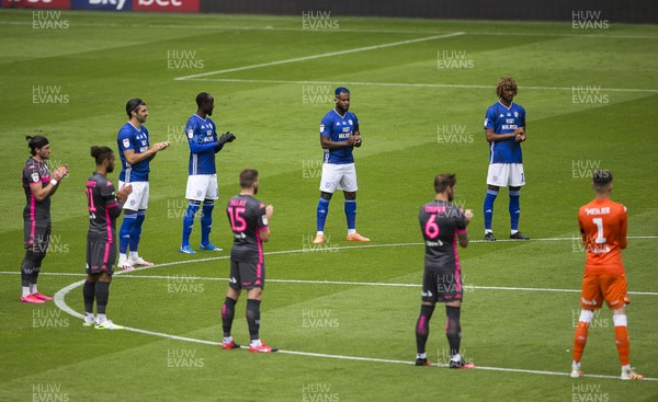 210620 - Cardiff City v Leeds United - SkyBet Championship - Both teams observe a minutes silence before kick off
