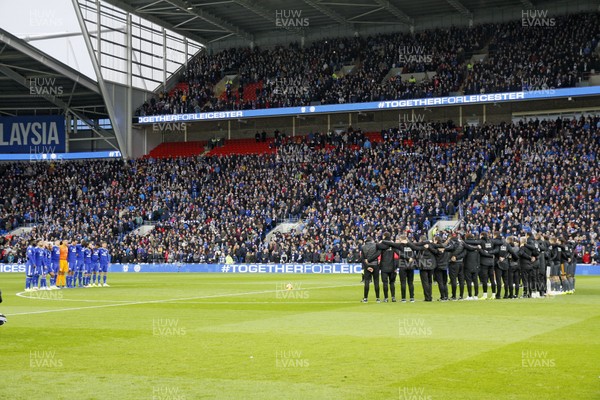 031118 - Cardiff City v Leicester City, Premier League - A minutes silence is observed before the match in memory of Leicester City owner Vichai Srivaddhanaprabha who died when his helicopter crashed after taking off from the King Power Stadium last weekend