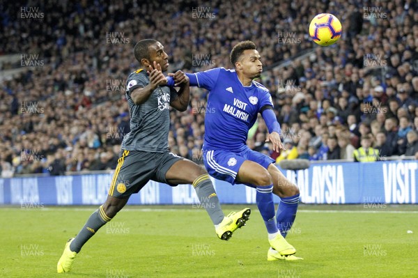 031118 - Cardiff City v Leicester City, Premier League - Josh Murphy of Cardiff City (right) and Ricardo Pereira of Leicester City battle for the ball