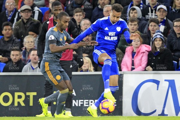 031118 - Cardiff City v Leicester City, Premier League - Josh Murphy of Cardiff City in action with  Ricardo Pereira of Leicester City
